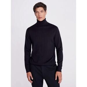 Moss 1851 Navy Blue Turtleneck Merino Wool Turtleneck L